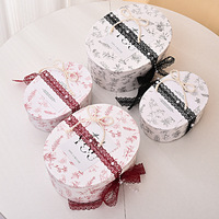 Boîte cadeau ovale en carton rigide de style français à motif floral - Conception à ouverture facile pour l'emballage de gâteaux d'anniversaire et de la Fête de la Mi-Automne pour les meilleurs amis