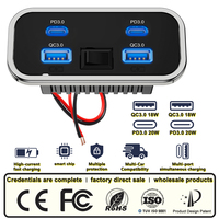 Chargeur de voiture portable 12V 24V à 4 ports avec double PD3.0 Type-C et double USB-A QC3.0 à charge rapide, avec interrupteur à bascule