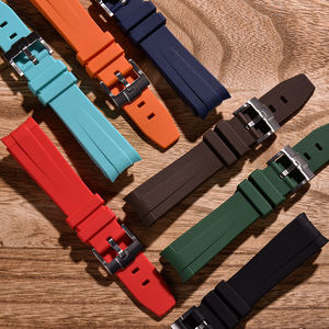 Bracelet Montre Silicone Incurvé 24mm - Vert - Pour Hommes - Longueur 125/80mm - Avec Barrettes Incluses