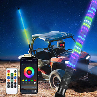Látigo LED RGB de 4 pies con Control Remoto por Aplicación, Patrones de Persecución Personalizables, Luces COB para Vehículos Todoterreno, ATV, UTV, RZR