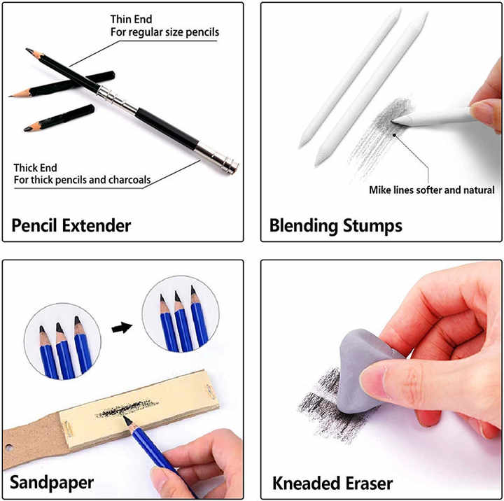 Bview Art Professional 32pcs Artist Sketching Pencil Set Sketch and Drawing Pencils Art Set