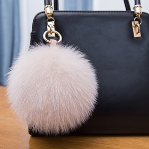 XJ Real <span class=keywords><strong>Fox</strong></span> Fur Pelt Fluffy and Soft Cute Pompom Design Llavero y decoraciones para bolsos Mayorista chino - Product Image 2