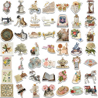 Lot de 50 autocollants vintage pour scrapbooking, autocollants esthétiques rétro pour journal, carnet, bouteille d'eau, autocollants décoratifs