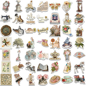 Lot de 50 autocollants vintage pour scrapbooking, autocollants esthétiques rétro pour <span class=keywords><strong>journal</strong></span>, carnet, bouteille <span class=keywords><strong>d</strong></span>'eau, autocollants <span class=keywords><strong>d</strong></span>écoratifs - Product Image 4