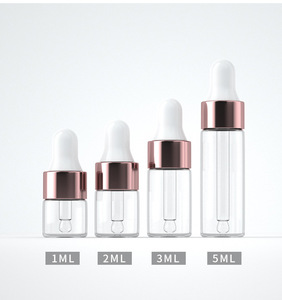 Lọ Đựng Mỹ Phẩm Rỗng 1Ml 2Ml 3Ml 5Ml Chai Nhỏ Giọt Thủy Tinh Nhỏ Trong Suốt Chai Serum Tinh Dầu Với Pipet Màu Trắng Vàng Kim - Product Image 1