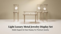 Ensemble de présentoirs à bijoux en métal certifiés CE, vitrine en verre trempé, aménagement de boutique, kiosque personnalisé