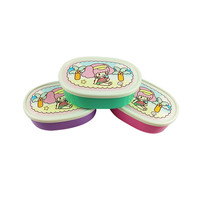 Boîte à collations personnalisée sans Bpa pour bébés et enfants boîte de stockage des aliments en plastique boîte de conservation des aliments frais ensembles de 3 pièces de forme ovale