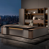 Ensemble de bureau et chaise modulaires de luxe moderne, avec tiroir de rangement, armoire latérale en bois et bibliothèque, adapté pour le bureau