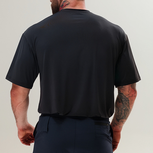 T-shirts de sport pour hommes en nylon et élasthanne, coupe oversize, séchage rapide, avec logo personnalisé en silicone, haute qualité, pour musculation, taille US - Product Image 6