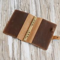 Handgefertigtes Vintage A5 Leder-Reisetagebuch Organizer 6-Ring-Ordner mit Tasche Loseblatt-Bindung Notizbücher
