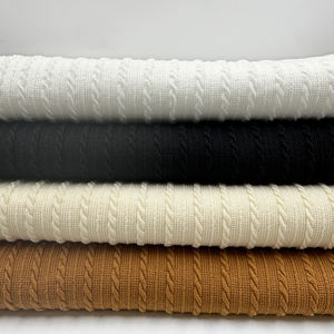 의류용 도매 브리티시 스타일 95% 폴리 5% 스판덱스 250Gsm 스웨터 드레스 니트 스트라이프 자카드 원단 - Product Image 5