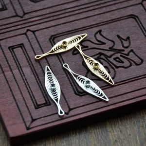 Colgante de filigrana marquise de cobre puro 7x30MM, dije de borla chapado en oro y plata para accesorios de joyería Hanfu DIY - Product Image 2