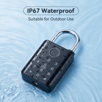 Cadenas intelligent sans fil Tuya étanche IP67 à empreinte digitale, contrôle par application, en alliage d'aluminium, finition laquée noire carrée, modèle unique - Offre spéciale