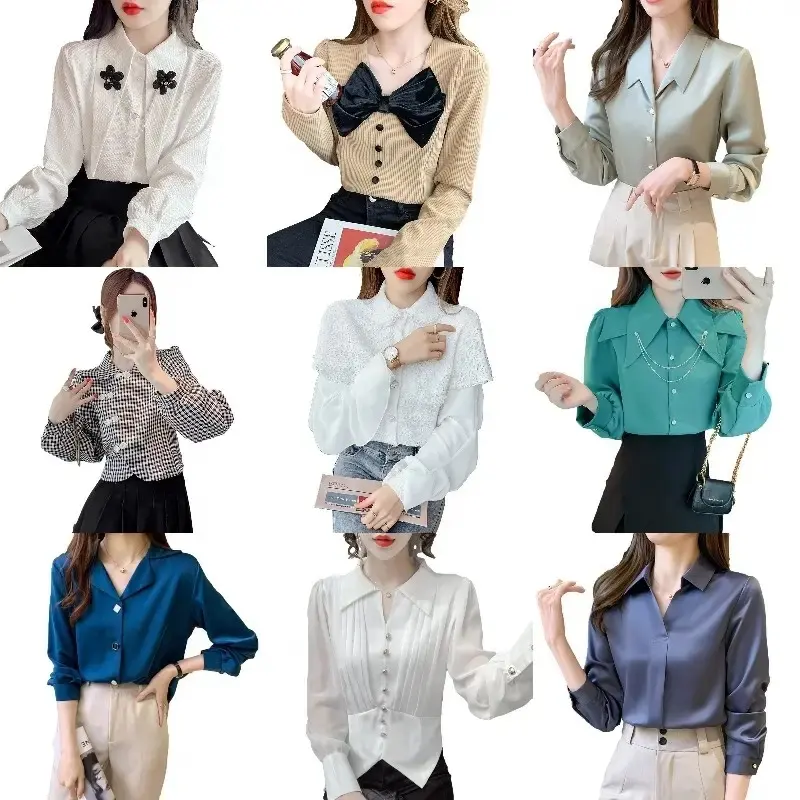 Wholesale high quality stylish women's elegant printed shirts Chiffon loose long sleeve shirts for women's office blouses