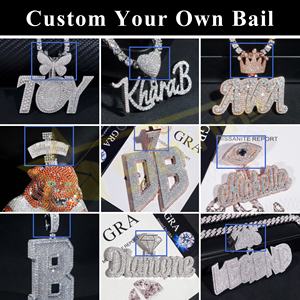 Iced Out Personalizado Mossanite Pingente Carta Inicial 925 Sterling Sliver Pass Tester Moissanite Pingente - Product Image 6