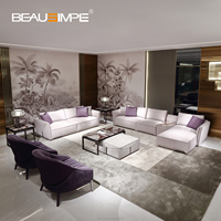 Ensemble de canapés Milano modernes Design italien Canapé Bastian Canapé en cuir nubuck Salon Meubles de villa de luxe légers