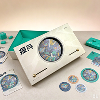 Boîte cadeau rigide à cadran coulissant créatif, fenêtre ronde personnalisée, impression de dessins animés, emballage de luxe pour gâteaux de lune