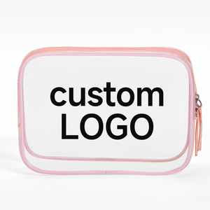 Bolsa de Aseo Transparente Personalizada con Logotipo, Bolsas de Cosméticos de PVC Transparentes con Cierre para Mujer, para Llevar en el Avión - Product Image 1