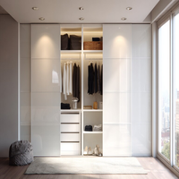 Armoire en MDF moderne et minimaliste pour villa, hôtel, appartement, avec éclairage LED d'ambiance, dressing, système de rangement modulaire, salon, salle à manger
