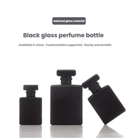Flacons de parfum de voyage rectangulaires de luxe en verre noir mat 30ml 50ml 100ml vides avec vaporisateur pompe et couvercle