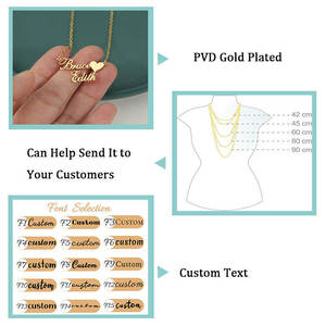 Collier personnalisé pour femme, chaîne croisée, cadeau de Noël pour petite amie, plaqué or 18 carats, acier inoxydable, collier double nom en forme de cœur - Product Image 4