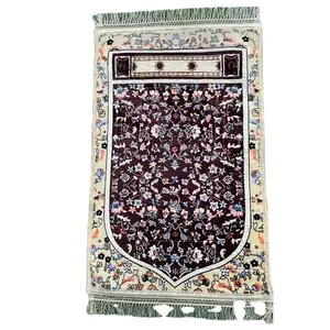 Haute quantité musulman Raschel tapis de prière Eid Mubarak islamique Ramadan tapis de prière pliant avec éponge fête fournitures cadeaux musulmans