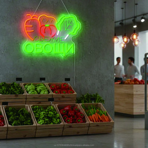Indoor LED neon <b>sign</b> Russian vegetable market shop <b>sign</b> fresh food display board luminous letters display board customization 5V - Product Image 4