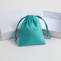 Pochette en velours rose pâle de luxe pour bijoux, sacs en velours personnalisés avec cordon de serrage, sacs d'emballage cadeau anti-poussière