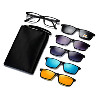 Lunettes de soleil magnétiques 5 en 1 à clipser, monture de lunettes optiques, verres polarisés TAC, protection UV400, pour hommes et femmes