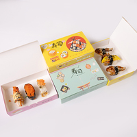 Boîte à sushi en papier minimaliste, imprimée, jetable, pour emporter, conteneur à sushi, logo personnalisé OEM, vente en gros, emballage alimentaire