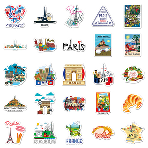 50pcs célèbre bâtiment Paris tour Eiffel français dessin animé autocollant extérieur paysage voyage commémoratif vinyle autocollant autocollant - Product Image 4