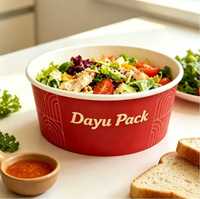 Bol à salade en papier kraft en gros avec couvercle transparent anti-fuite pour plats à emporter, présentoir alimentaire, logo personnalisé, gaufrage pour sushis et snacks