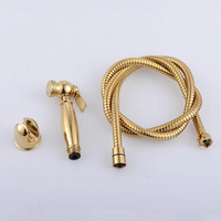 Ensemble de pulvérisateur de bidet portatif en laiton doré moderne pour toilettes, eau chaude et froide, nettoyage facile pour hôtels et voyages