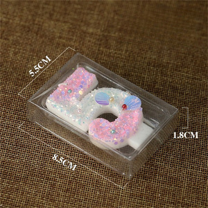 เทียนตัวเลขเปลือกหอยสีชมพูไล่เฉดสี เทียนวันเกิด ของตกแต่งเค้ก อุปกรณ์จัดงานปาร์ตี้ - Product Image 2