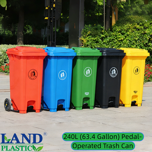Contenedor de Basura con Pedal de 240L, HDPE de Alta Resistencia, con Ruedas, Material 100% Virgen, Rueda y Eje Personalizables para Uso Comercial en Exteriores - Product Image 1