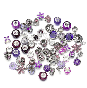 50 Piece Set Metal Charms Different Designs Per Bag <strong>Large</strong> Hole Alloy Glass <strong>Beads</strong> for <strong>Bracelet</strong> Making - Product Image 1