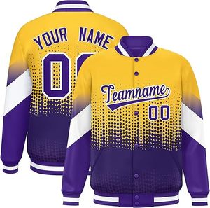 Chaqueta Varsity Personalizada por Sublimación, con Nombre de Equipo, Número y Logotipo Impresos, Unisex, Estilo Urbano, Degradado, Chaqueta de Béisbol - Product Image 2