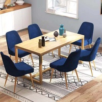 Meubles de restaurant, table à manger 4 places, 6 places, table en bois massif avec chaises en tissu velours
