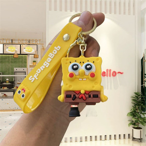 Joli porte-clés 3D en PVC de dessin animé <span class=keywords><strong>Bob</strong></span> l'éponge, pendentif <span class=keywords><strong>Patrick</strong></span> Star rose en caoutchouc pour voiture, sac, cadeau pour couples - Product Image 6
