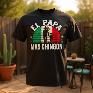 Camiseta El Papa Mas Chingon Mexican Dad de manga corta con cuello redondo para hombre adulto, regalo del Día del Padre - Product Image 3