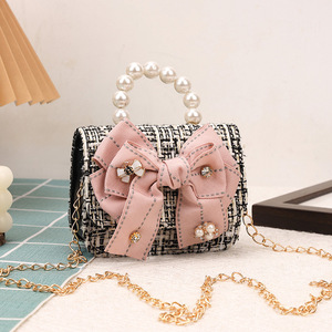 Borsa A Tracolla Bambina Con Perle – Glitter E Manico Perla, Stile Principessa