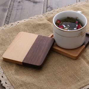 Custom Logo Eco-Friendly Modern Beech and Walnut Wooden Coasters Round & Square Natural Wood for <b>Bar</b> Tea Coffee Drinks - Product Image 1