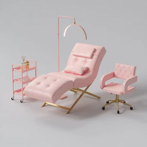 Top Selling Beauty Salon Furniture Full Black Lash Bed Sets Modern Beauty Shop Salon Eyebrow Bed With Trolley and <b>Stool</b> - Product Image 2