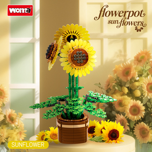 WOMA Brick Sunflower Building Blocks Flowerpot Set 739 Pieces ABS Plastic Construction <b>Toy</b> (#11350) - Product Image 4