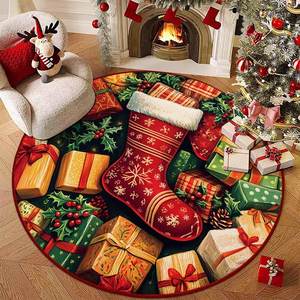 Simpatico cartone animato stampato bassotto Corgi gonna albero di natale retrò rosso tappeto corto di peluche - Product Image 3