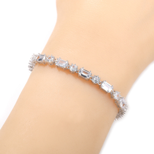 <span class=keywords><strong>Bracciale</strong></span> Tennis Geometrico <span class=keywords><strong>con</strong></span> Zirconia Cubica Taglio Smeraldo, Placcato Oro in Ottone, Gioielli da Matrimonio, Catena Tennis CZ - Product Image 3