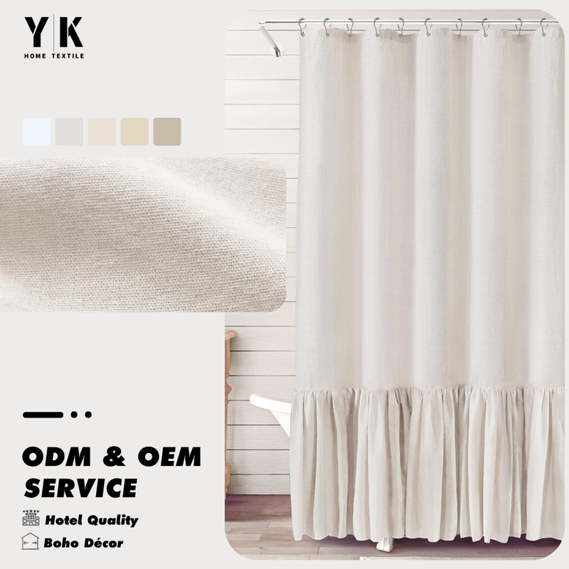 Farmhouse Beige Shower Curtain with a