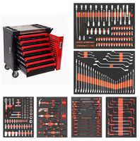 Servante d'Atelier Rouge en Acier Verrouillable à Sept Tiroirs, Ensemble d'Outils Robuste 279 Pièces, pour Réparation Automobile et Atelier OEM/OBM