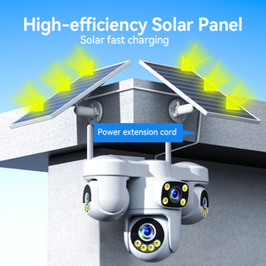 Cámara de Seguridad Solar CMOS de 20MP, 4 Pantallas, Tarjeta SIM 4G, Alimentada por Energía Solar, PTZ 720, 3 Lentes, IP66 Impermeable, Audio Bidireccional - Product Image 3
