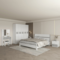 Meubles de chambre à coucher de luxe en bois moderne, ensemble complet de chambre à coucher de taille Queen, finition brillante, vente chaude, 1500 mm